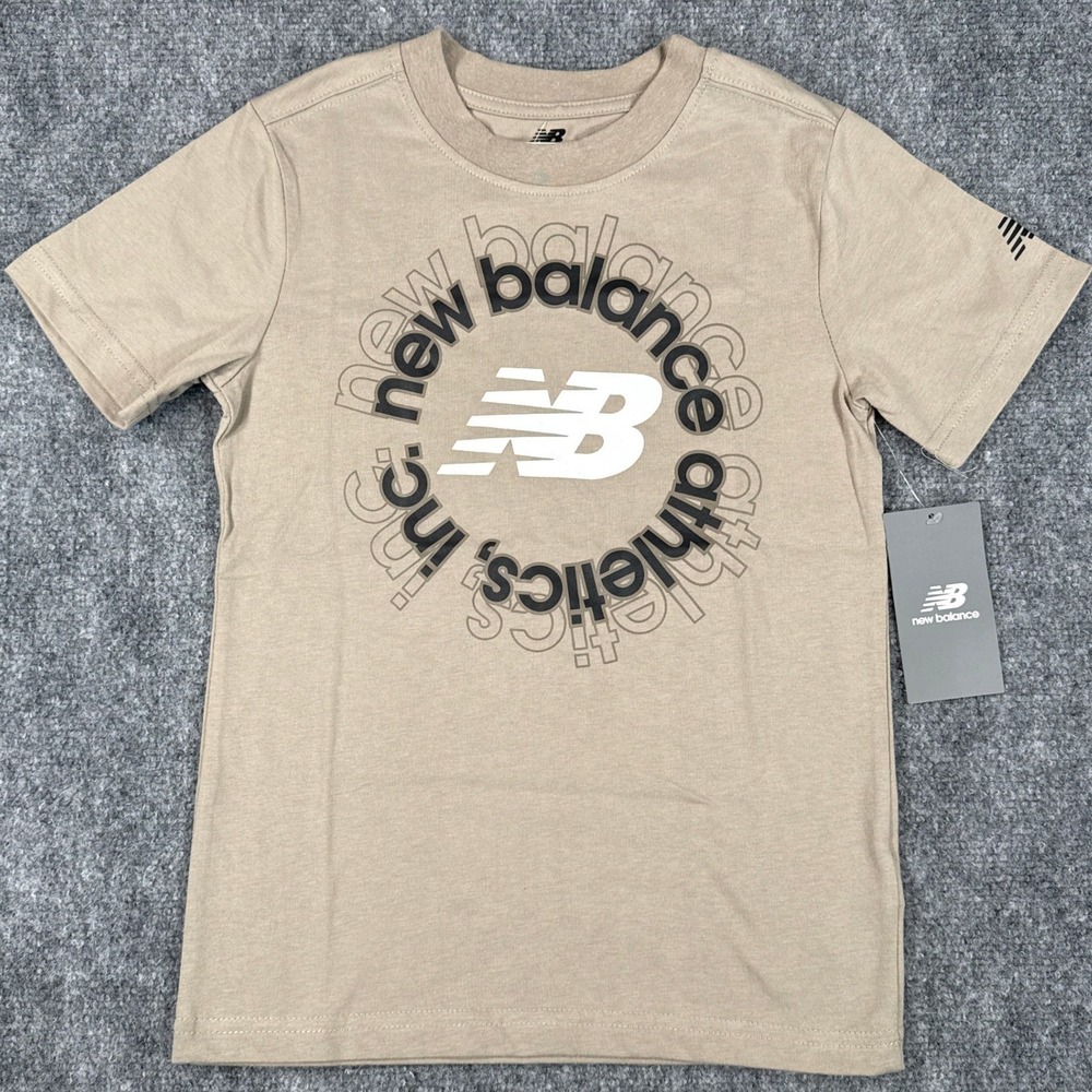 New Balance Kids Small Size 8 Airid Stone Beige Graphic Tee NWT
